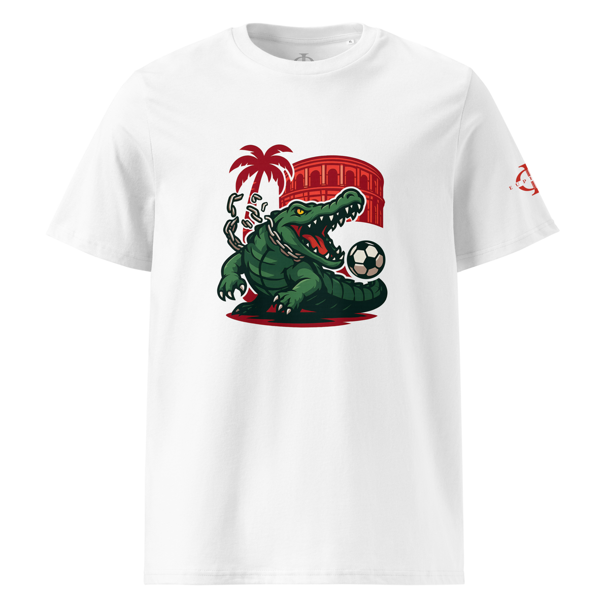 T-shirt Euphron « Crocodile Nîmois », coloris blanc : le crocodile de Nîmes revisité par Euphron