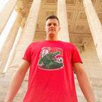 T-shirt Euphron « Crocodile Nîmois », coloris rouge : le crocodile de Nîmes revisité par Euphron