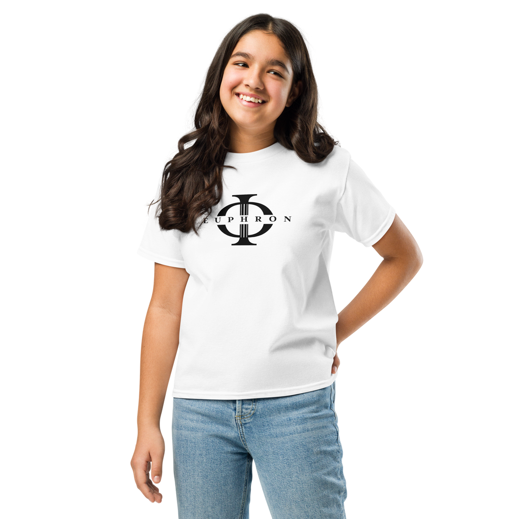 T-shirt enfant Euphron « Euphron Classic », coloris blanc : signé du logo Euphron – vue de face