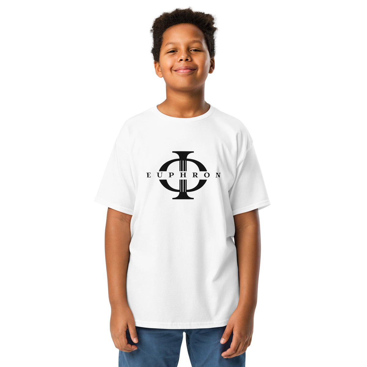 T-shirt enfant Euphron « Euphron Classic », coloris blanc : signé du logo Euphron – vue de face