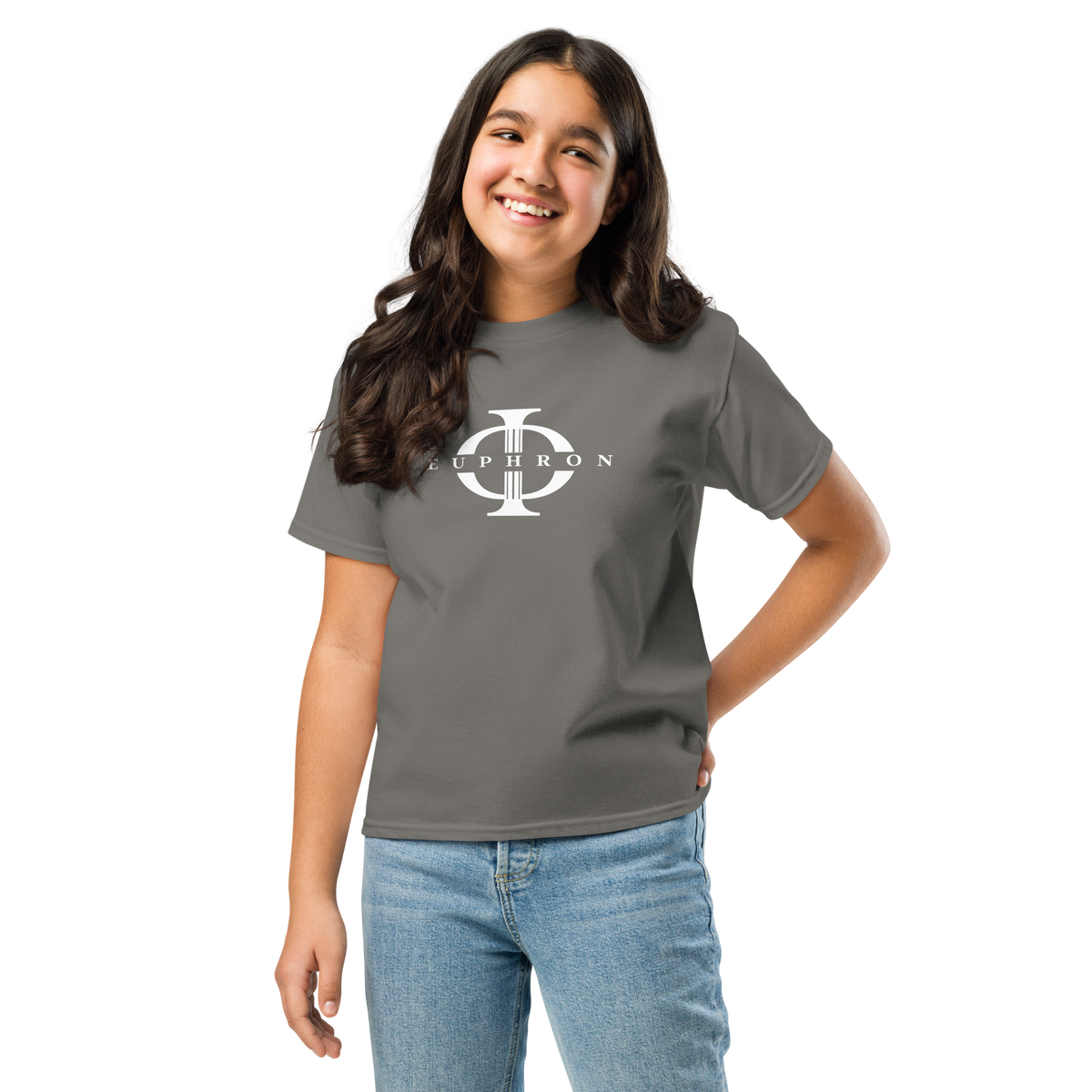 T-shirt enfant Euphron « Euphron Classic », coloris gris : signé du logo Euphron – vue de face