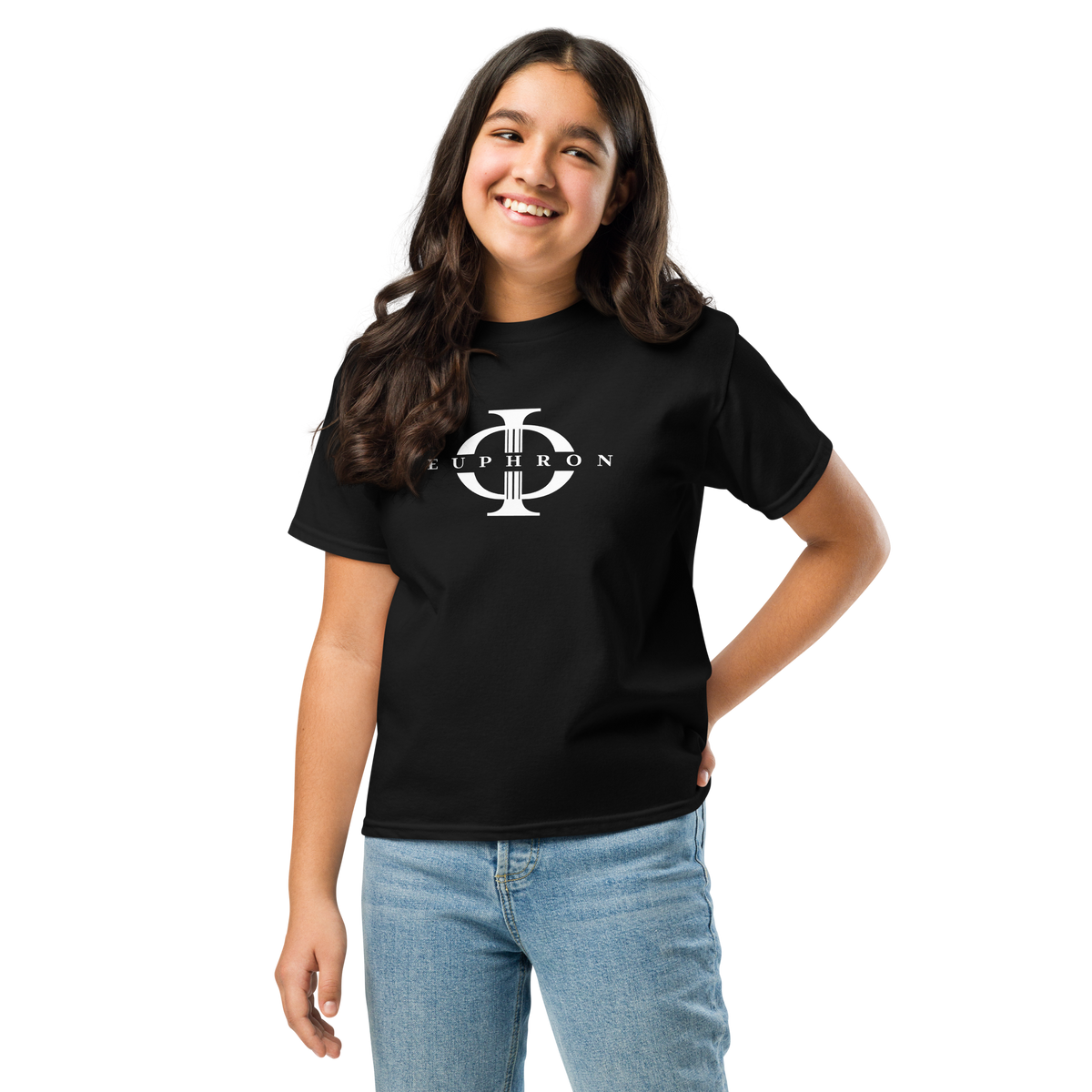 T-shirt enfant Euphron « Euphron Classic », coloris noir : signé du logo Euphron – vue de face