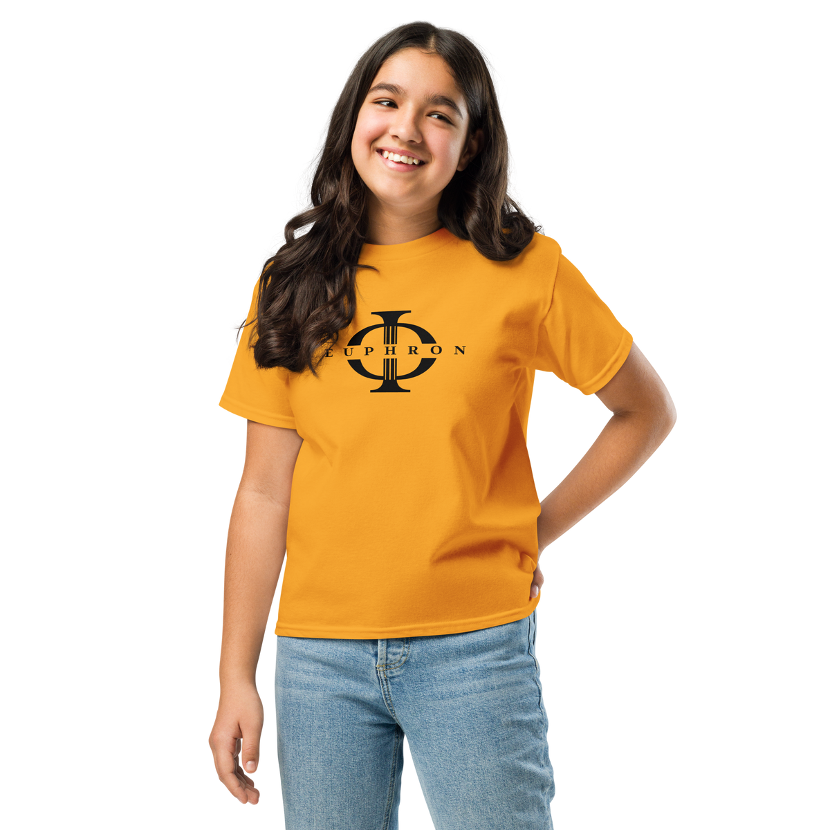 T-shirt enfant Euphron « Euphron Classic », coloris or : signé du logo Euphron – vue de face