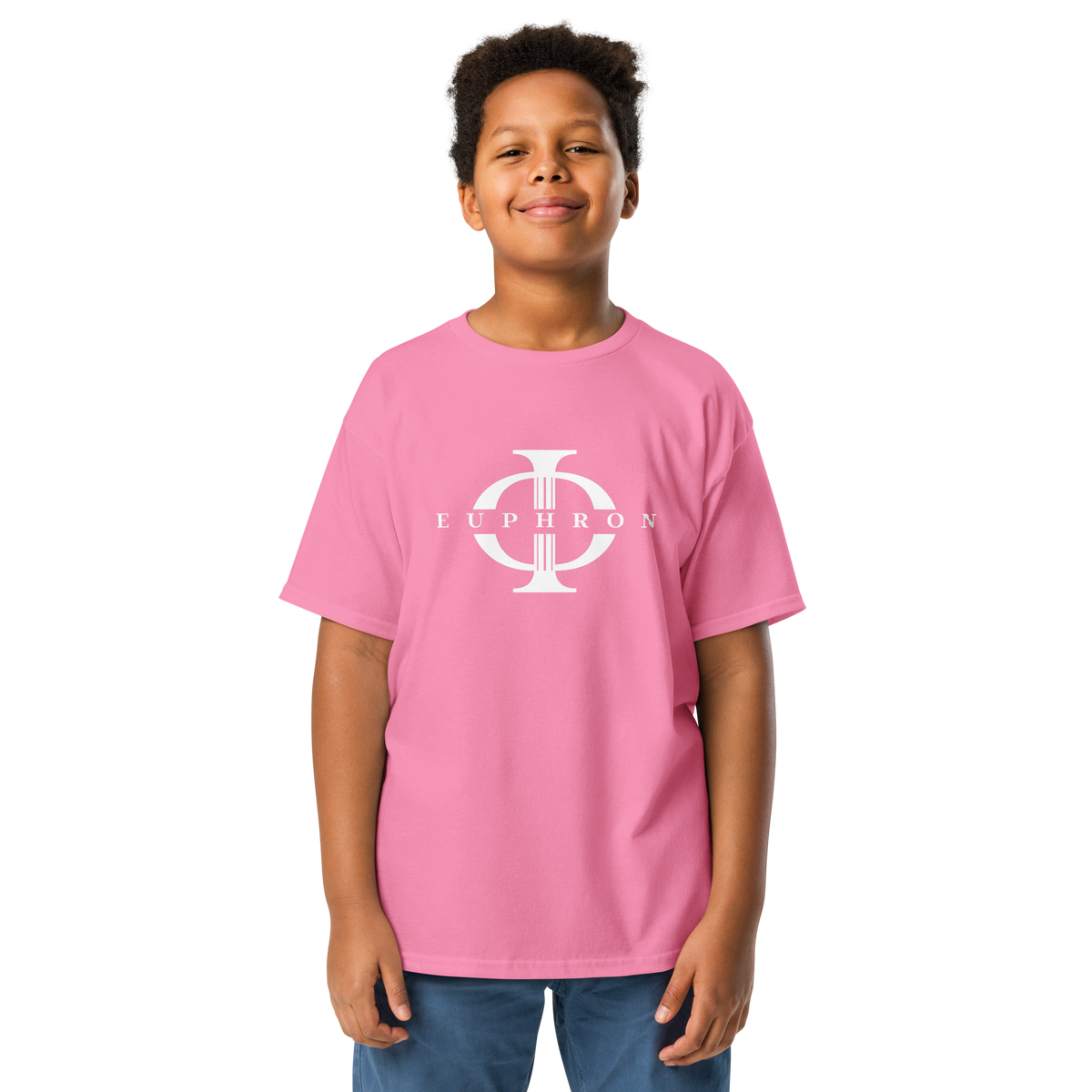 T-shirt enfant Euphron « Euphron Classic », coloris rose : signé du logo Euphron – vue de face
