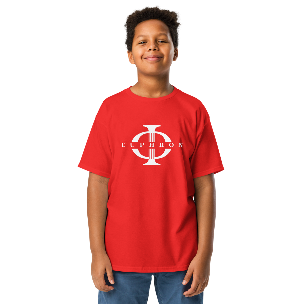 T-shirt enfant Euphron « Euphron Classic », coloris rouge : signé du logo Euphron – vue de face
