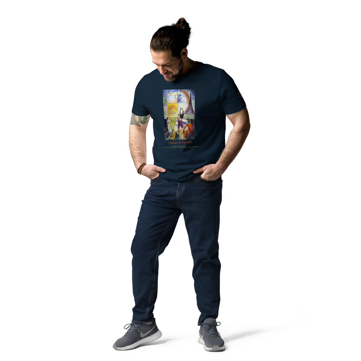 T-shirt Euphron « L'équipe de Cardiff, Robert Delaunay », coloris bleu marine : L'Équipe de Cardiff, tableau de Robert Delaunay