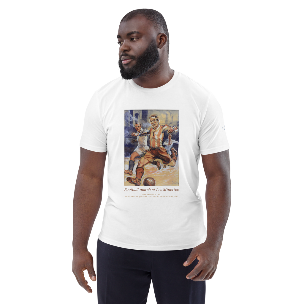 T-shirt Euphron « Football match at the Minettes, Jean Jacoby », coloris blanc : un match de football peint par Jean Jacoby