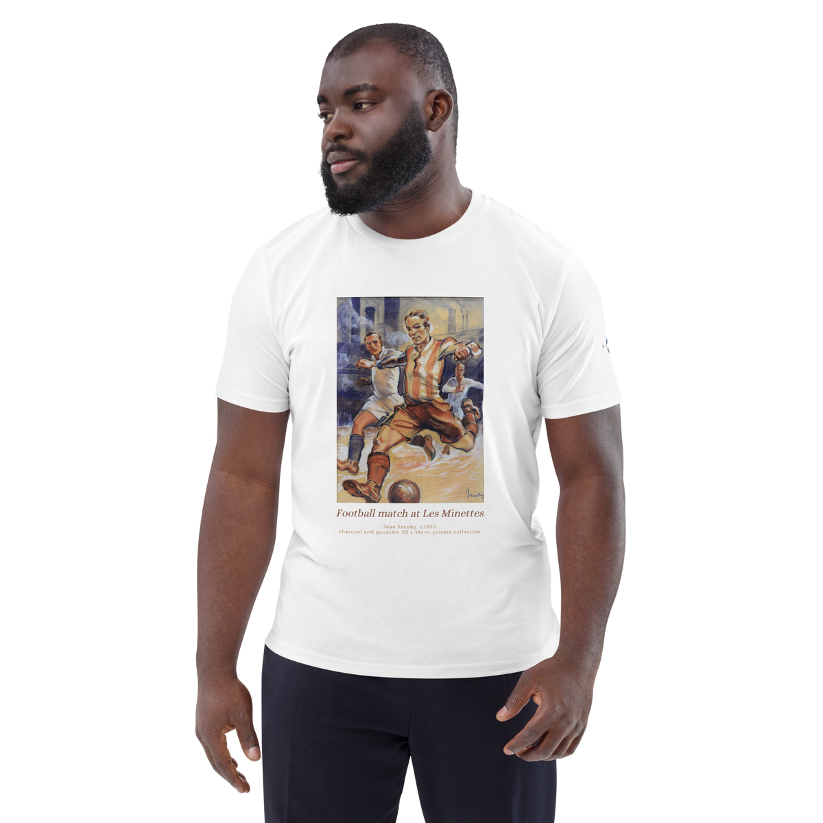 T-shirt Euphron « Football match at the Minettes, Jean Jacoby », coloris blanc : un match de football peint par Jean Jacoby