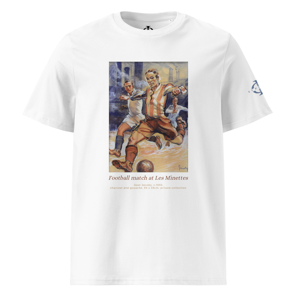 T-shirt Euphron « Football match at the Minettes, Jean Jacoby », coloris blanc : un match de football peint par Jean Jacoby