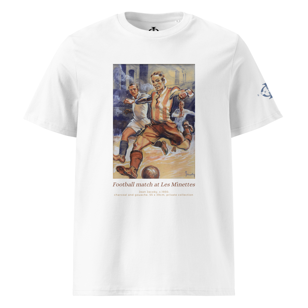 T-shirt Euphron « Football match at the Minettes, Jean Jacoby », coloris blanc : un match de football peint par Jean Jacoby