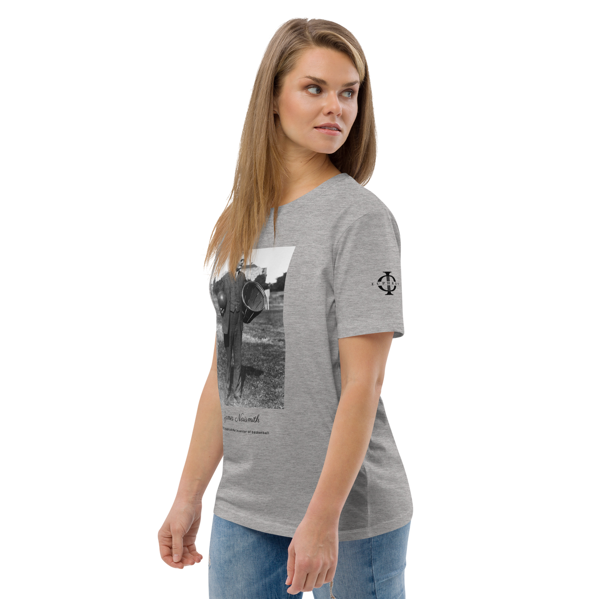 T-shirt Euphron « James Naismith, inventor of basketball », coloris gris : photographie de James Naismith, inventeur du basketball