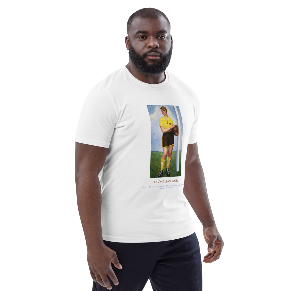 T-shirt Euphron « La Futbolista Rubia, Ángel Zárraga », coloris blanc : la footballeuse blonde peinte par Ángel Zárraga – vue de trois quarts
