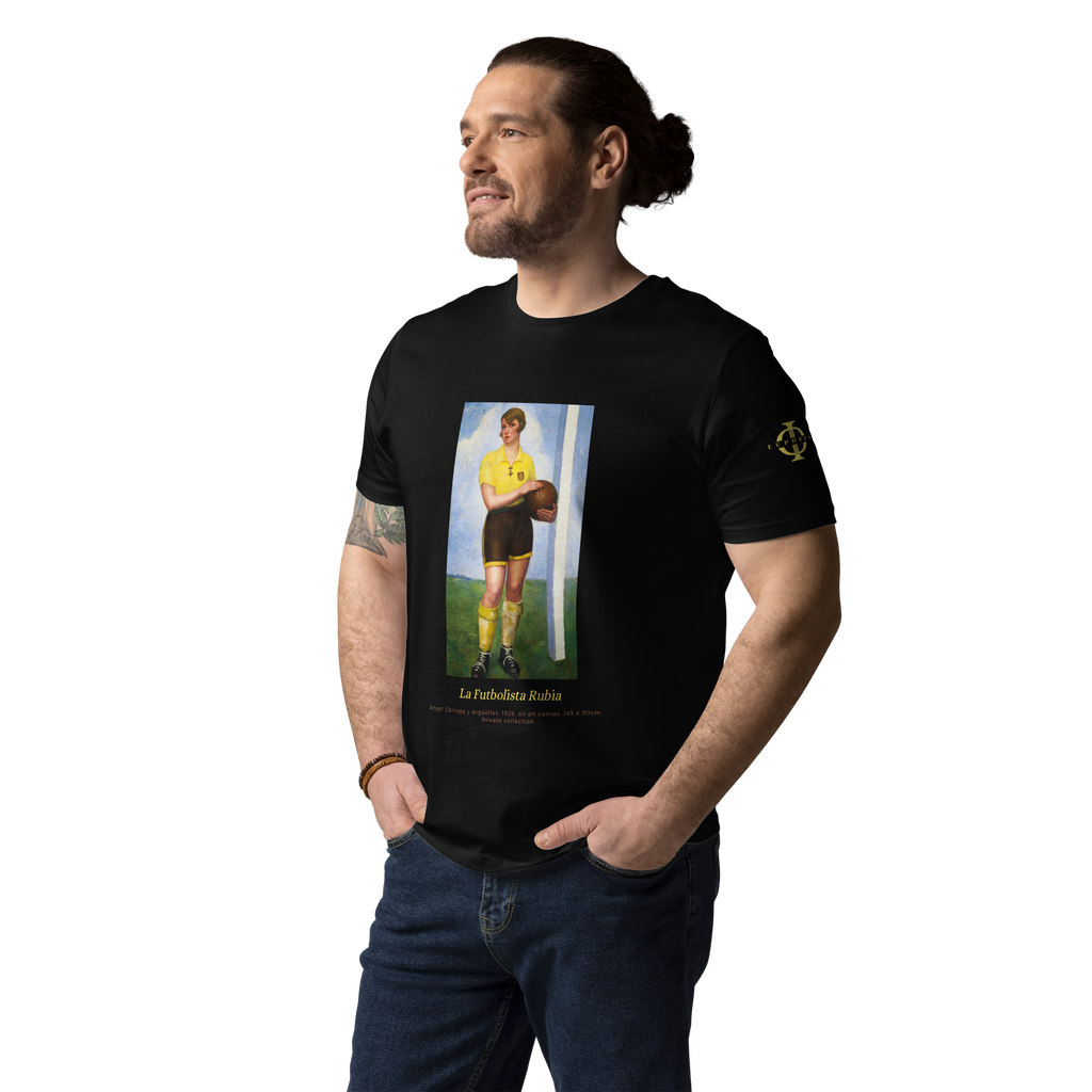 T-shirt Euphron « La Futbolista Rubia, Ángel Zárraga », coloris noir : la footballeuse blonde peinte par Ángel Zárraga – vue de face