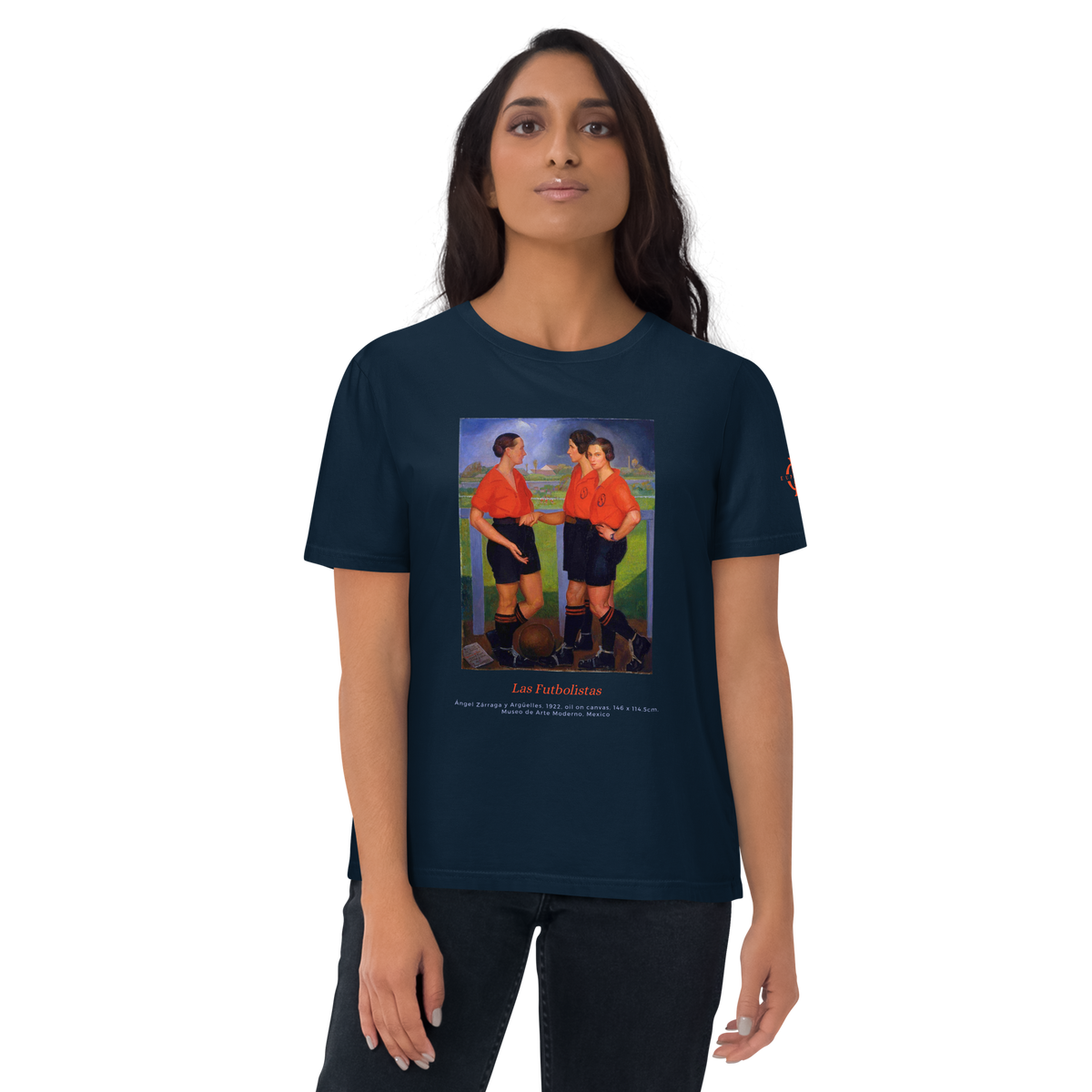 T-shirt Euphron « Las Futbolistas, Ángel Zárraga », coloris bleu marine : les footballeuses peintes par Ángel Zárraga – vue de face