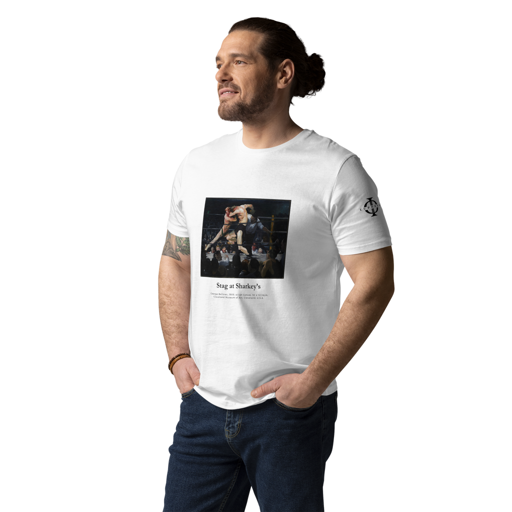 T-shirt Euphron « Stag at Sharkey's, George Bellows », coloris blanc : combat de boxe peint par George Bellows