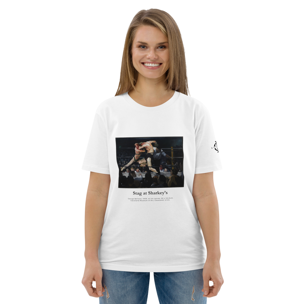 T-shirt Euphron « Stag at Sharkey's, George Bellows », coloris blanc : combat de boxe peint par George Bellows