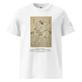 T-shirt Euphron « The sumo wrestlers Uzugafuchi Kandayu and Takasaki Ichijuro, Hokusai », coloris blanc : estampe de lutteurs de sumo par Hokusai