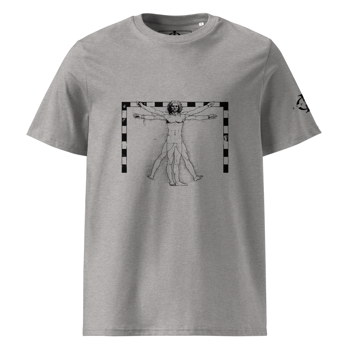 T-shirt Euphron « The Vitruvian Handball Goalkeeper », coloris gris : L'Homme de Vitruve de Léonard de Vinci en gardien de handball