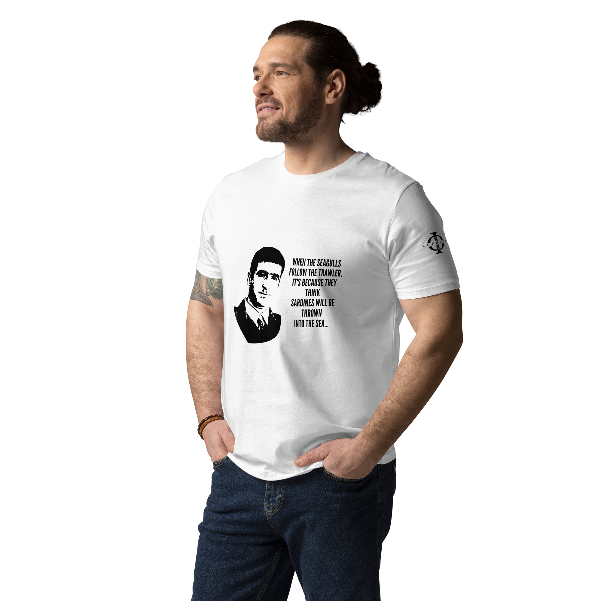 T-shirt - Cantona: "When the seagulls..." - Blanc Euphron Store