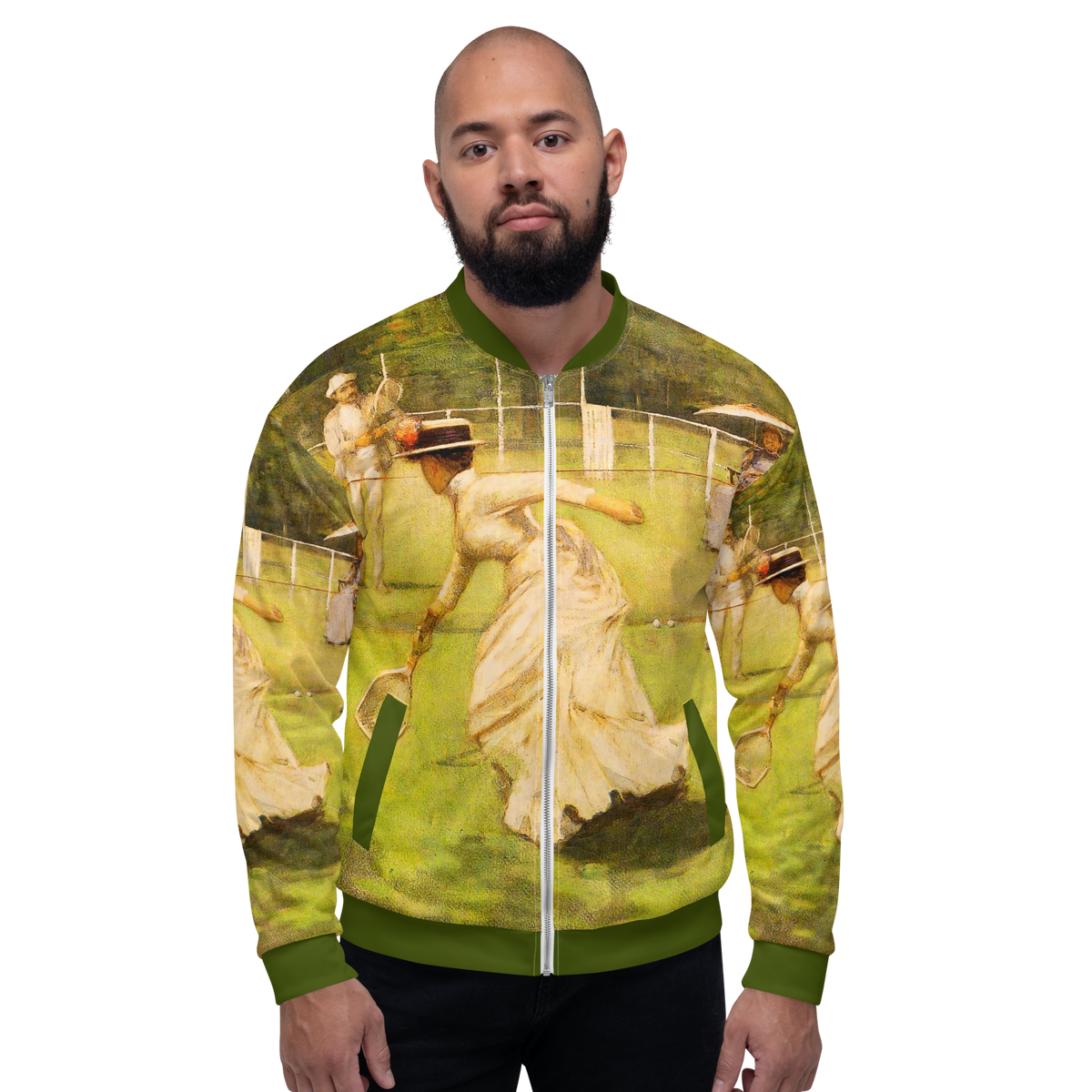 Veste bomber Euphron « A Rally, Sir John Lavery » : partie de tennis peinte par Sir John Lavery – vue de face