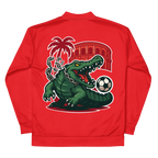 Veste bomber Euphron « Crocodile Nîmois », coloris rouge : le crocodile de Nîmes revisité par Euphron – vue de dos