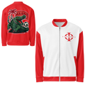 Veste bomber Euphron « Crocodile Nîmois », coloris rouge : le crocodile de Nîmes revisité par Euphron
