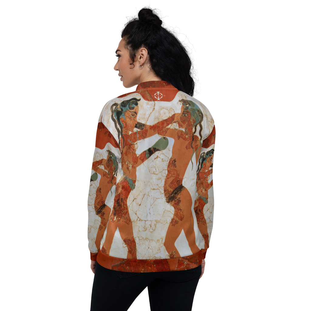 Veste bomber Euphron « Young Boxers of Akrotiri » : la fresque antique des Jeunes Boxeurs d'Akrotiri – vue de dos