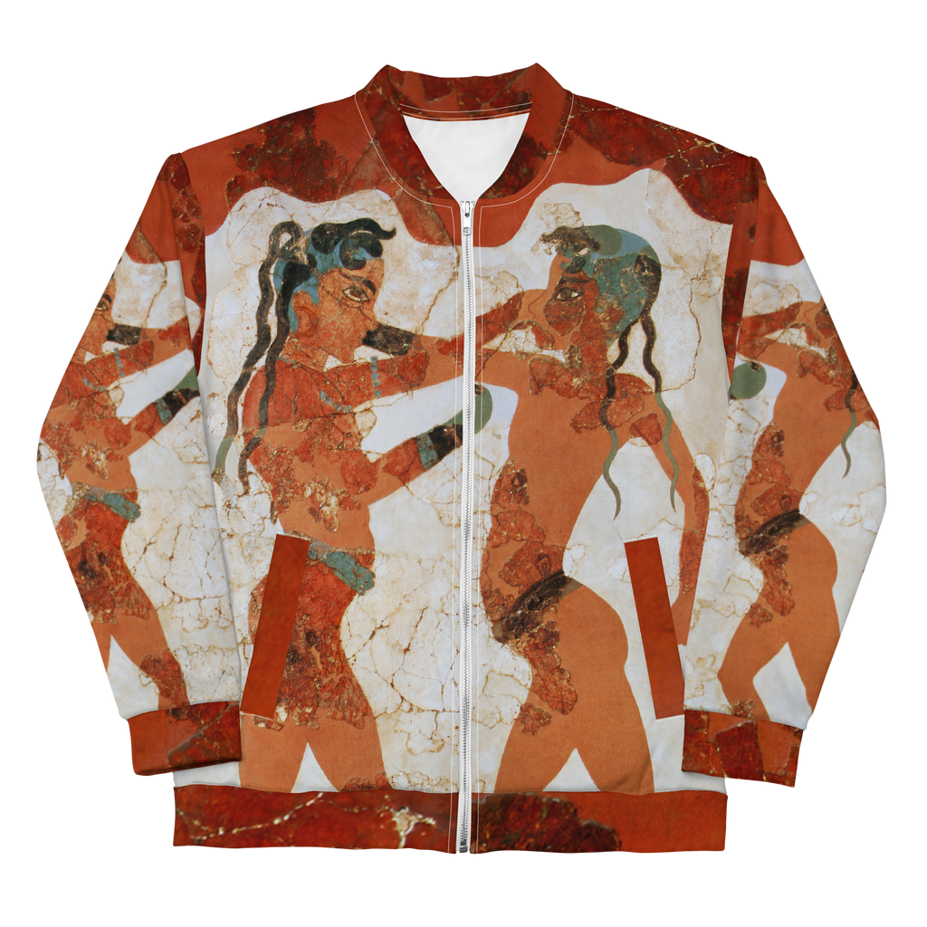 Veste bomber Euphron « Young Boxers of Akrotiri » : la fresque antique des Jeunes Boxeurs d'Akrotiri – vue de face